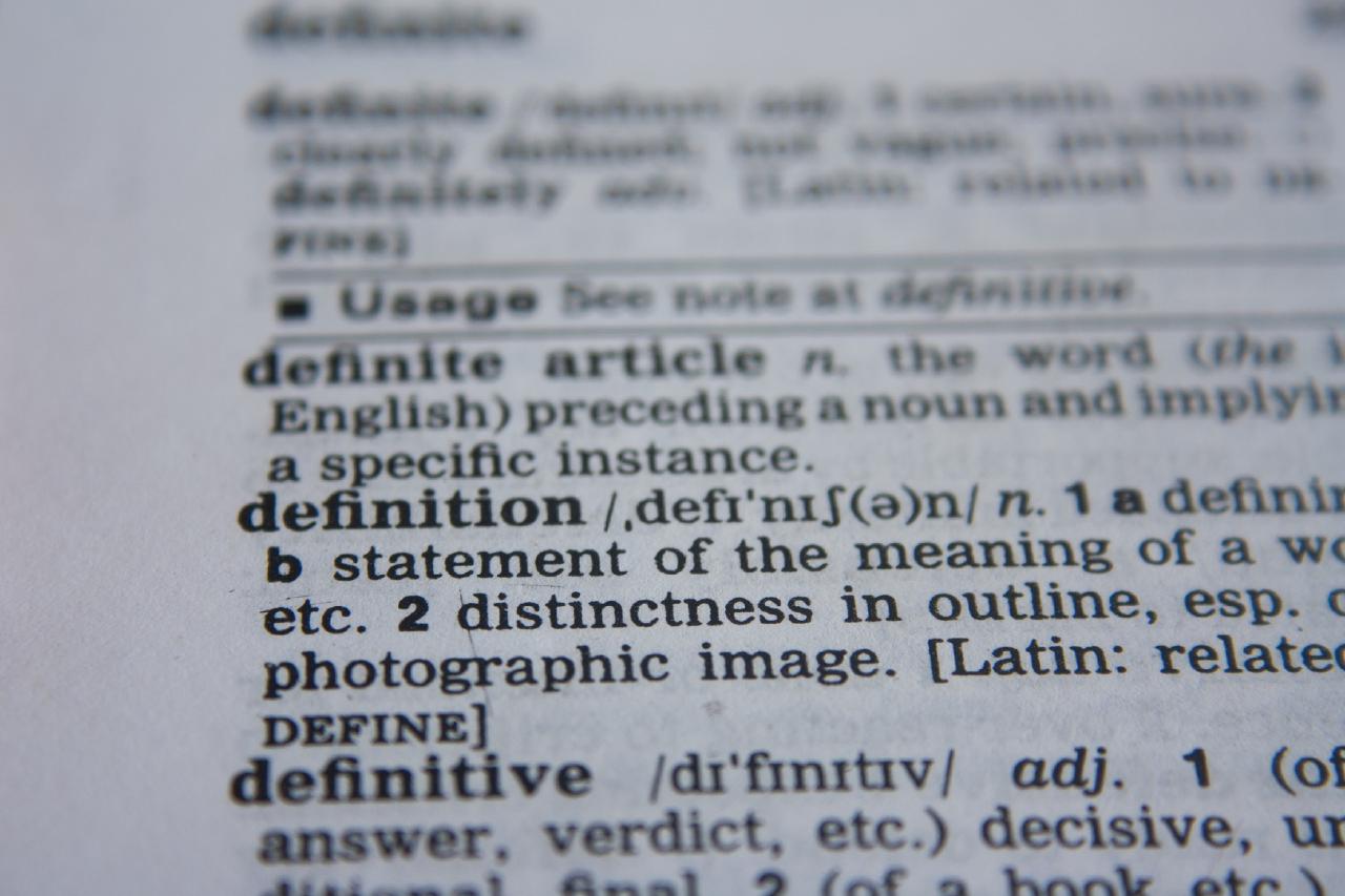 Photo of a dictionary page featuring the word 'definition'