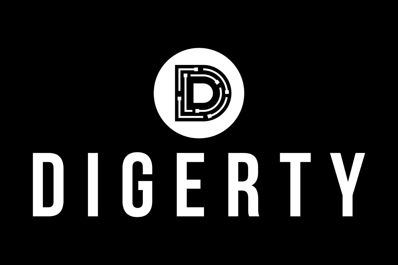 Digerty Logo, White on Black