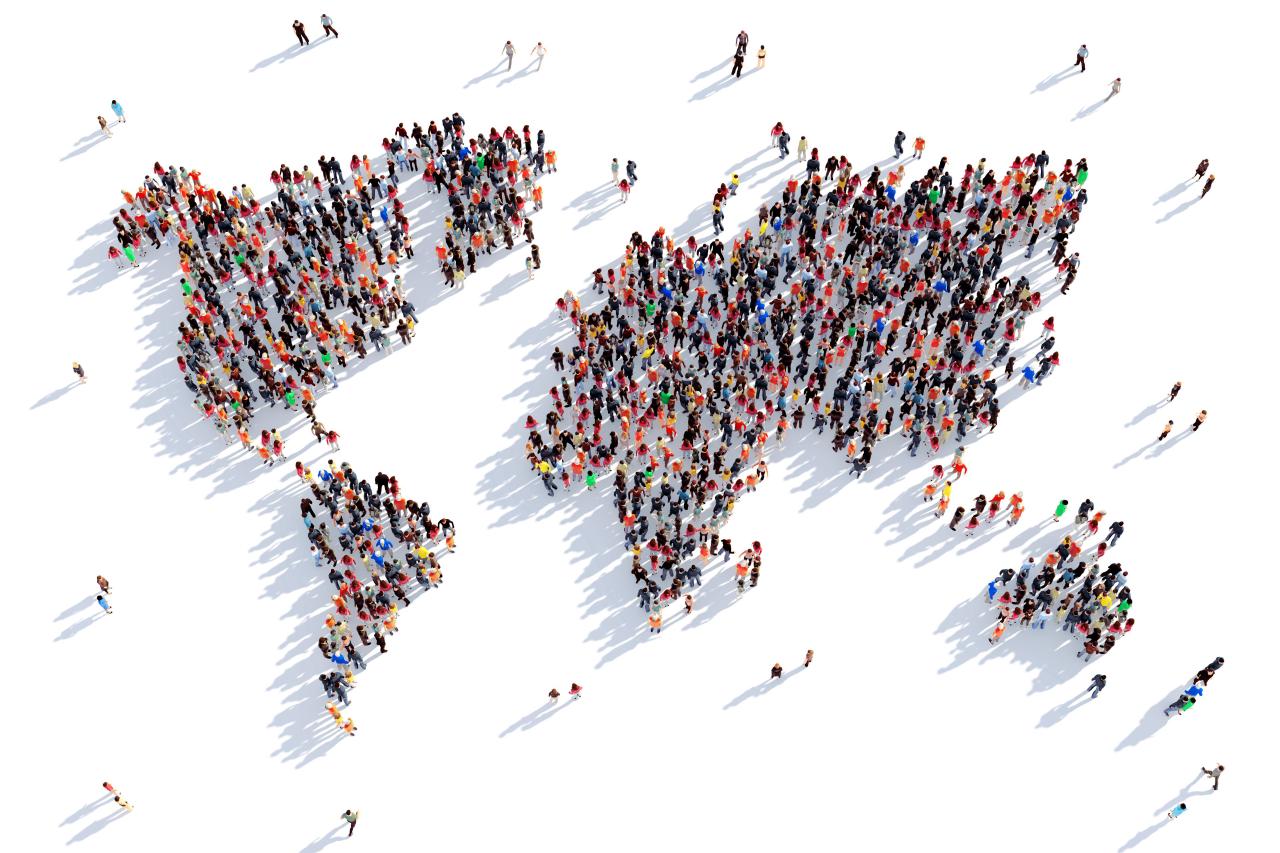 NAKARMA Site Banner; A map of the world, made of people